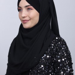 Black Shawl with Stones and Drawstring Ties