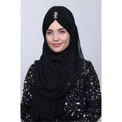 Black Shawl with Stones and Drawstring Ties
