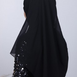 Black Shawl with Stones and Drawstring Ties